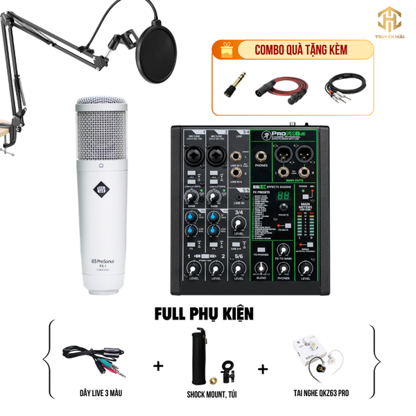 Combo Livestream MACKIE PROFX 6V3 + Micro PX1 (Dây live 3 màu)