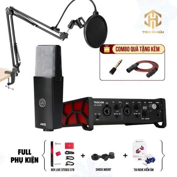Combo Thu Âm AKG C104 + Tascam US-2x2HR