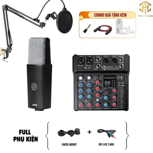 Combo Livestream Mixer AMX06 + Micro C104 (Dây live 3 màu)