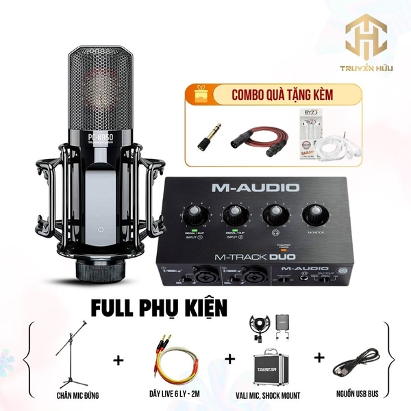 [ COMBO PRO ] Soundcard M-Audio M-TRACK DUO + Micro K850 ( dây live 2 out )