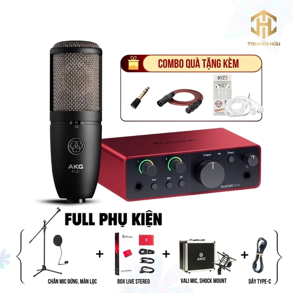 Combo Livestream Focusrite Solo Gen 4 Và Micro AKG P420 (Box Live)
