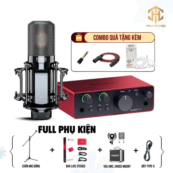 Combo Livestream Focusrite Solo Gen 4 Và Micro K850 (Box Live)