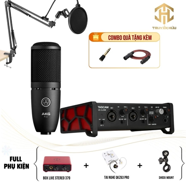 Combo Livestream TASCAM US 2X2 HR + Micro P120 (Boxlive 379)