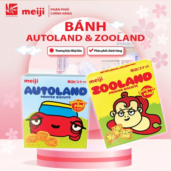 [ BÁNH MEIJI HÌNH THÚ/ XE HƠI ] Autoland/Zooland 70g- Không còn kinh doanh
