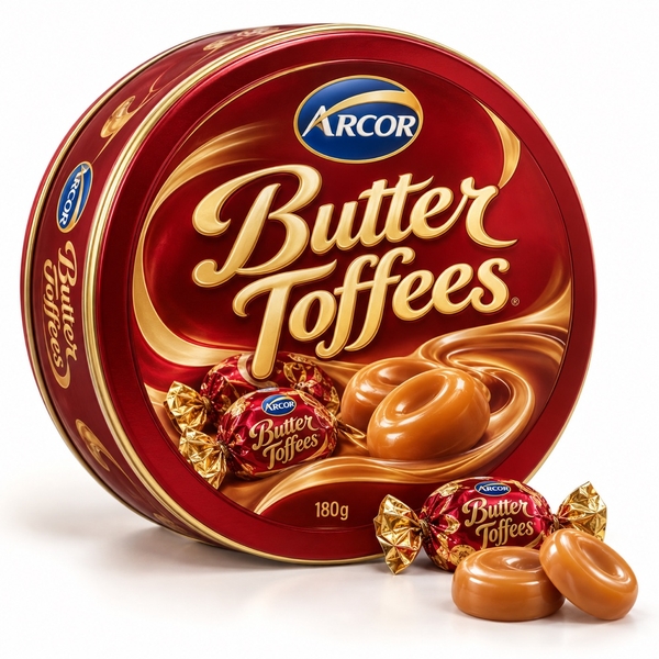 Kẹo Butter Toffees thiếc tròn 180g*18
