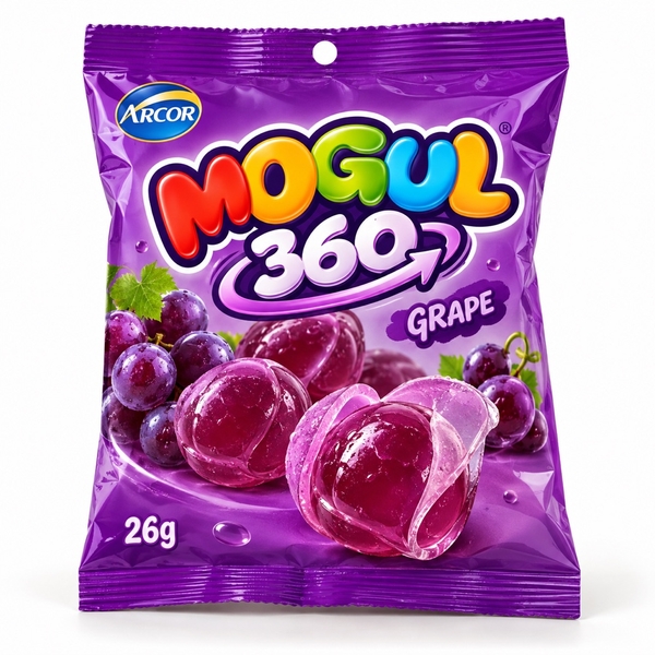 Kẹo dẻo lột vỏ Mogul 360 hương Nho 26g*60