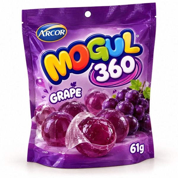 Kẹo dẻo lột vỏ Mogul 360 hương Nho 61g*48