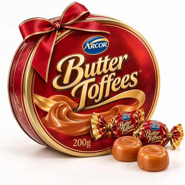 Kẹo B.Toffess thiếc tròn nơ 200g*24 (2022)