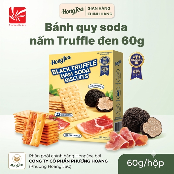 Bánh quy soda giăm bông nấm Truffle đen 60g*30