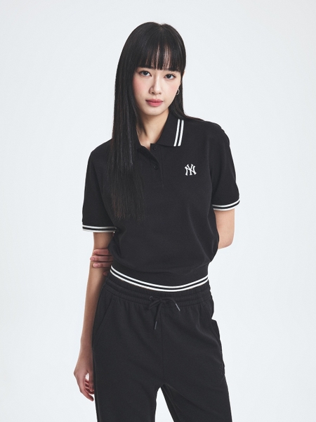 Áo Croptop MLB Women's Basic Crop Collar T-Shirt New York Yankees Black