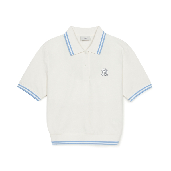 Áo Croptop MLB Women's Basic Crop Collar T-Shirt New York Yankees Ivory