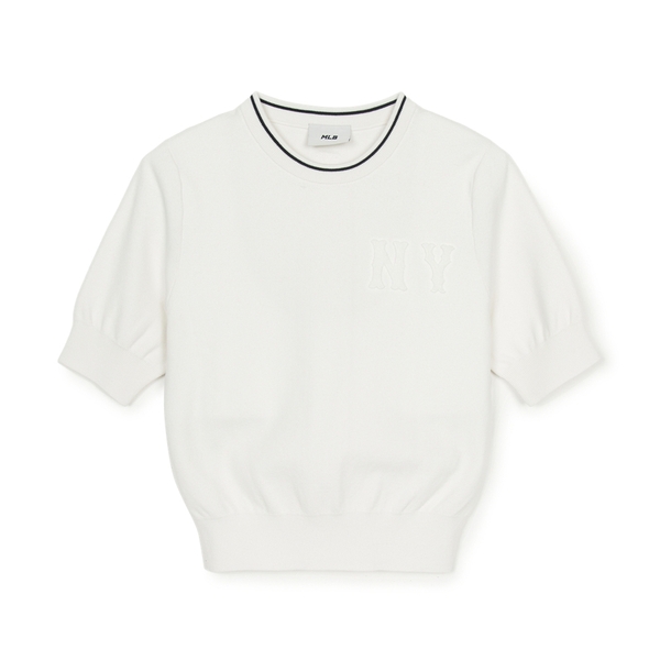 Áo Croptop MLB Women's Basic Coopers Crop Short Sleeve Knit New York Yankees Ivory