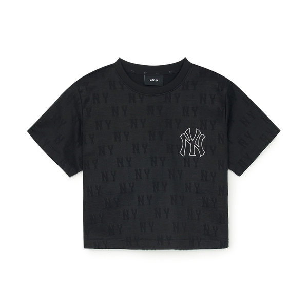 Áo Croptop MLB Women's Classic Mono Jacquard Crop Short Sleeve T-Shirt New York Yankees Black