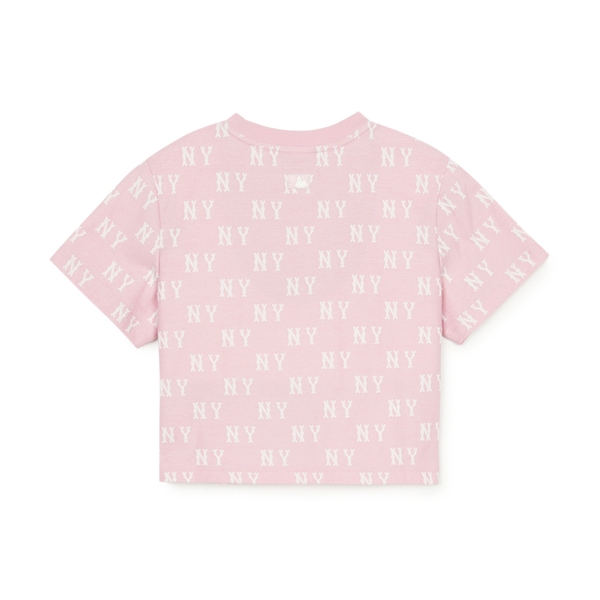 Áo Croptop MLB Women's Classic Mono Jacquard Crop Short Sleeve T-Shirt New York Yankees Pink