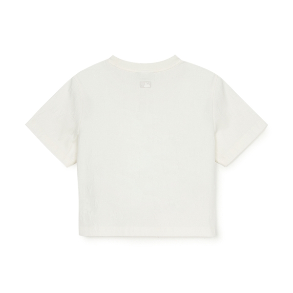 Áo Croptop MLB Women's Classic Mono Jacquard Crop Short Sleeve T-Shirt New York Yankees Ivory