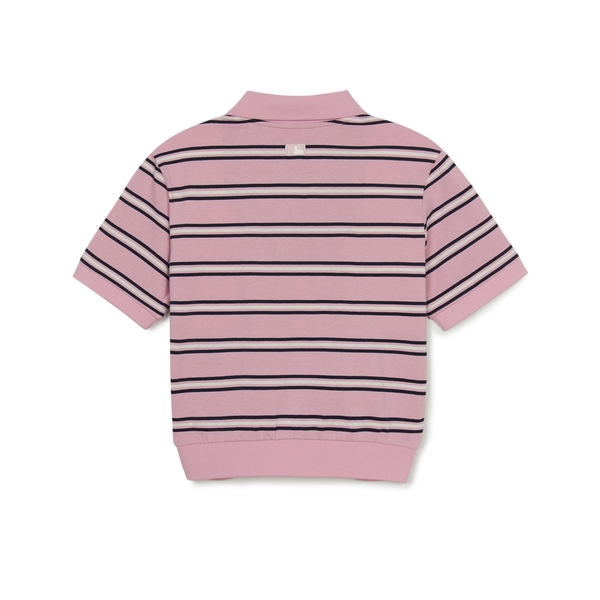 Áo Croptop MLB Women's Varsity Stripe Crop Collar T-Shirt Boston Red Sox Pink