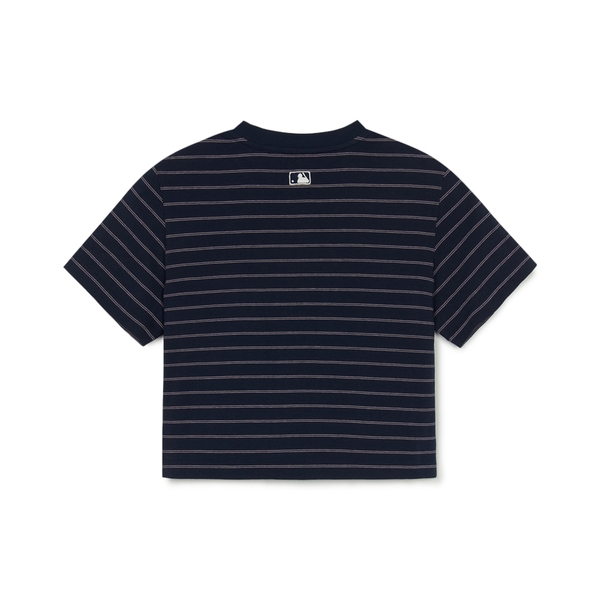 Áo Croptop MLB Women's Varsity Stripe Crop Short Sleeve T-Shirt Boston Red Sox Navy