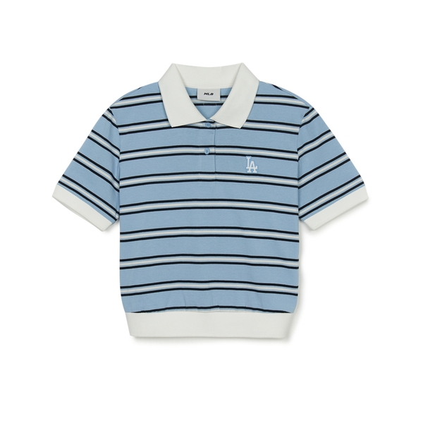 Áo Croptop MLB Women's Varsity Stripe Crop Collar T-Shirt LA Dodgers Blue