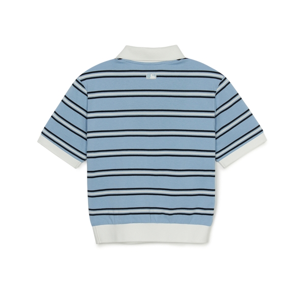 Áo Croptop MLB Women's Varsity Stripe Crop Collar T-Shirt LA Dodgers Blue