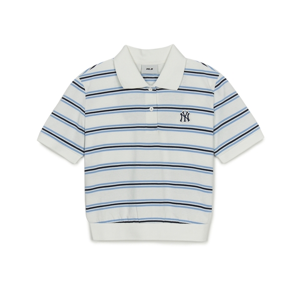 Áo Croptop MLB Women's Varsity Stripe Crop Collar T-Shirt New York Yankees Ivory