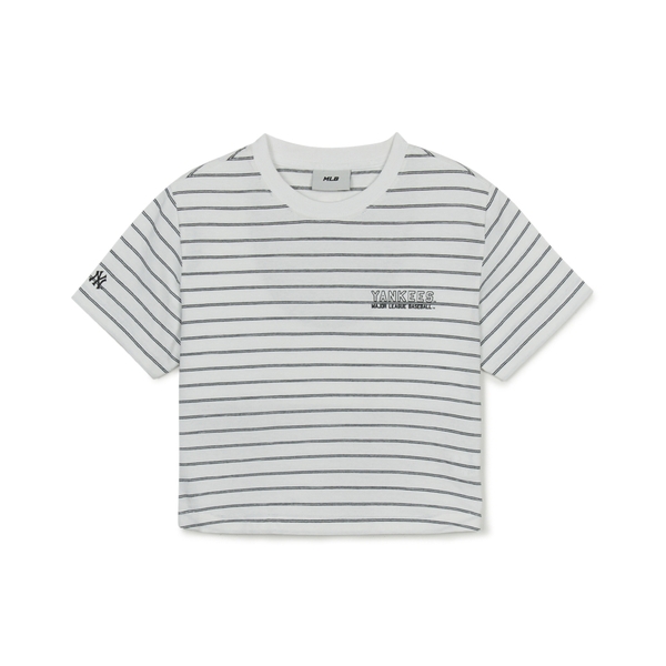 Áo Croptop MLB Women's Varsity Stripe Crop Short Sleeve T-Shirt New York Yankees White
