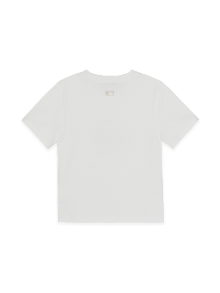 Áo Croptop MLB Women's Ribbon Graphic Slim Semi-Crop Short Sleeve T-Shirt New York Yankees White