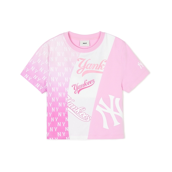 Áo Croptop MLB Women's Mono Block Slim Crop T-Shirts New York Yankees Pink