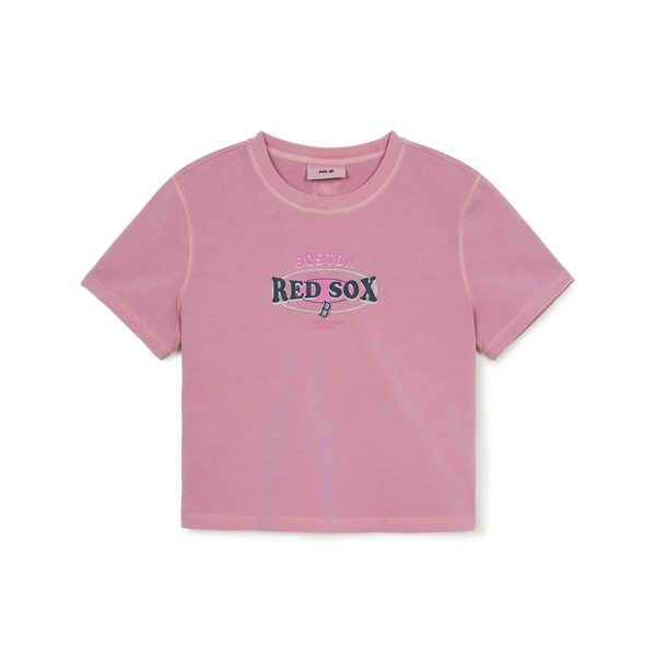 Áo Croptop MLB Women's Varsity Vintage Washed Graphic Crop Short Sleeve T-Shirt Boston Red Sox Pink