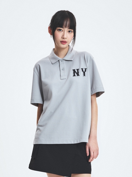 Áo Polo MLB Basic Coopers Logo Overfit Collar T-Shirt New York Yankees Grey