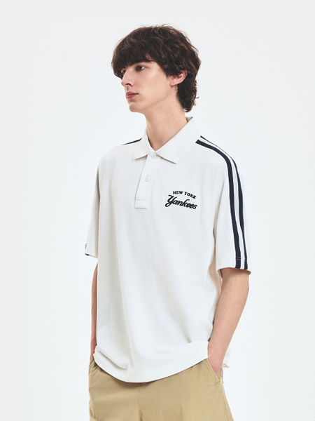 Áo Polo MLB Varsity Sportive Overfit Collar T-Shirt New York Yankees Ivory