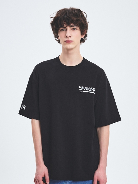 Áo Thun MLB Basic Heavyweight Mega Overfit Short Sleeve T-Shirt New York Yankees Black