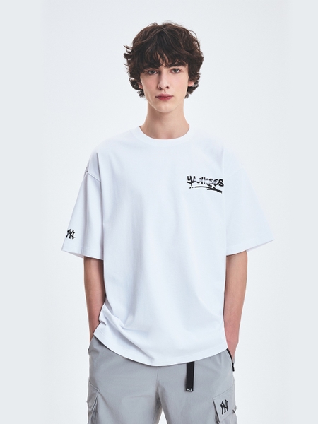 Áo Thun MLB Basic Heavyweight Mega Overfit Short Sleeve T-Shirt New York Yankees White