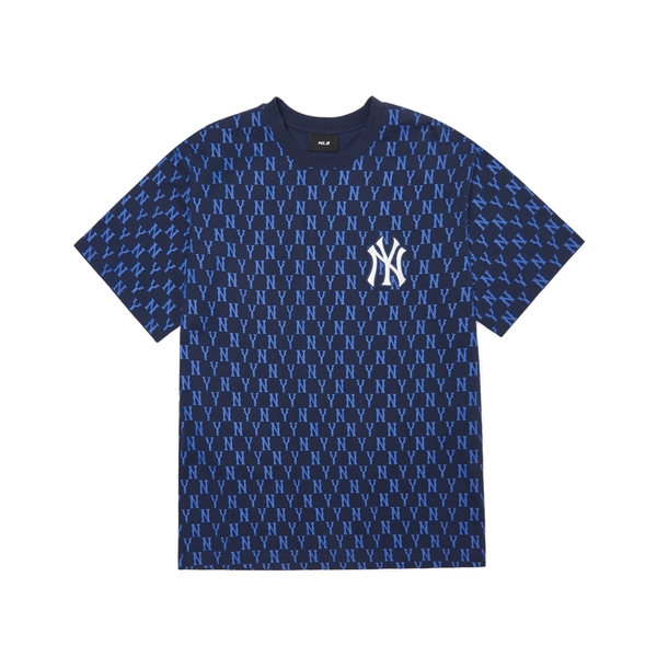 Áo Thun MLB Basic Monogram Allover New York Yankees Navy