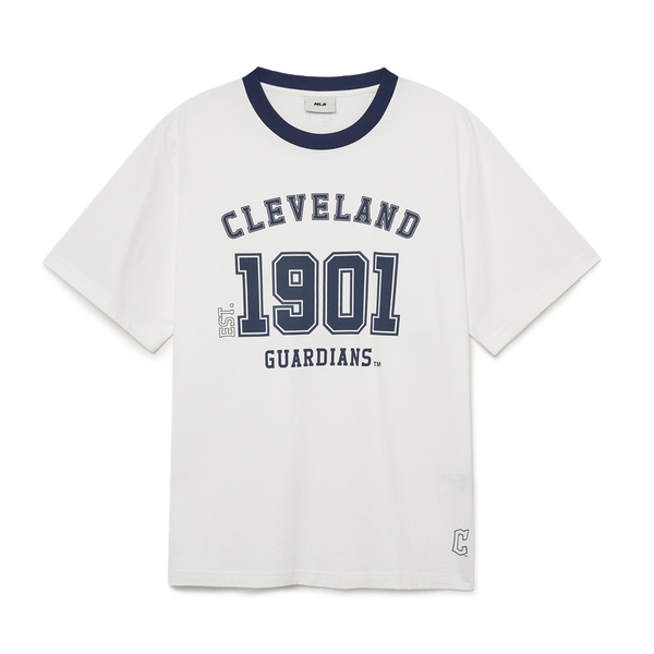 Áo Thun MLB Korea Varsity Number Graphic Cleveland Guardians White