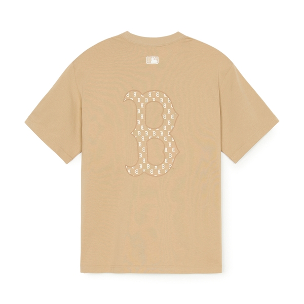 Áo Thun MLB Classic Mono Big Lux Overfit Short Sleeve T-Shirt Boston Red Sox Beige