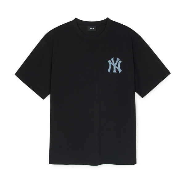 Áo Thun MLB Denim-like Mono Big Lux Overfit Short Sleeve T-shirt New York Yankees Black