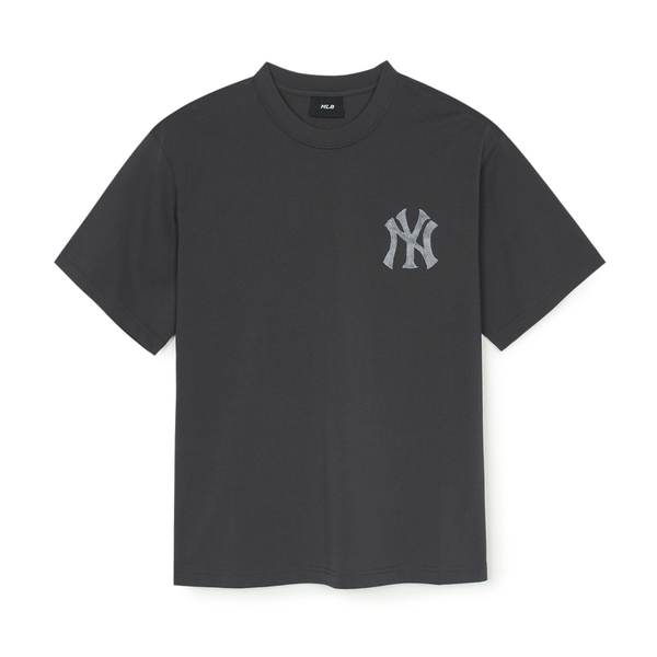 Áo Thun MLB Denim-like Mono Big Lux Overfit Short Sleeve T-shirt New York Yankees Grey