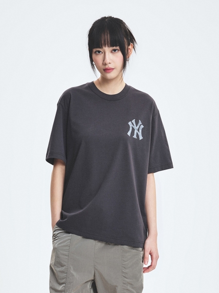 Áo Thun MLB Denim-like Mono Big Lux Overfit Short Sleeve T-shirt New York Yankees Grey