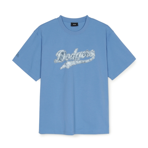 Áo Thun MLB Denim-like Big Lux Overfit Short Sleeve T-shirt LA Dodgers Blue