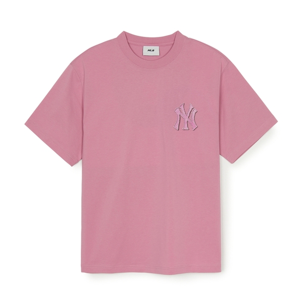 Áo Thun MLB Denim-like Monotive Overfit Short Sleeve T-shirt New York Yankees Pink