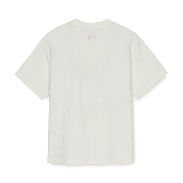 Áo Thun MLB Dia Mono Tonton Jacquard Overfit Short Sleeve T-Shirt New York Yankees Ivory