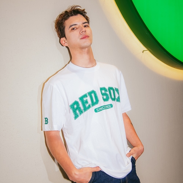 Áo Thun MLB Korea Varsity Logo Boston Red Sox White