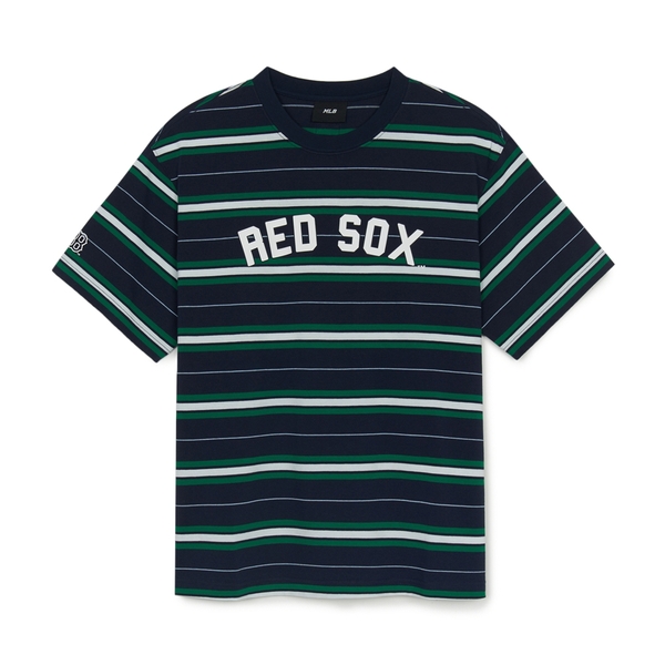 Áo Thun MLB Varsity Stripe Overfit Short Sleeve T-Shirt Boston Red Sox Navy