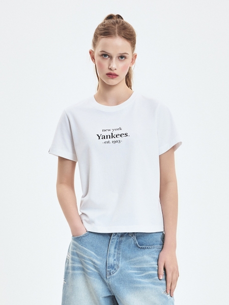 Áo Thun MLB Women's Varsity Logo Comfortable Fit Short Sleeve T-Shirt New York Yankees White