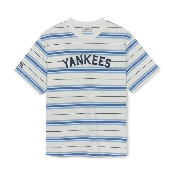 Áo Thun MLB Varsity Stripe Overfit Short Sleeve T-Shirt New York Yankees Ivory