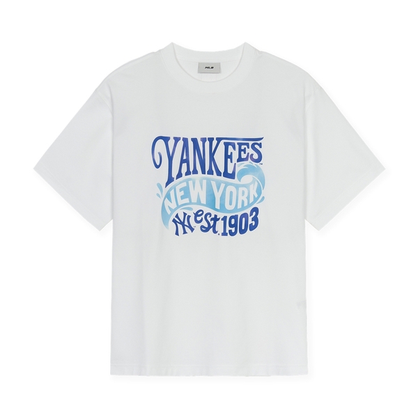 Áo Thun MLB Summer Letter Graphic Overfit Short Sleeve T-Shirt New York Yankees White