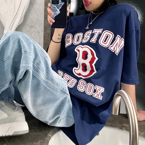Áo Thun MLB Varsity Overfit Boston Red Sox Navy