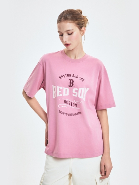 Áo Thun MLB Varsity Vintage Color Graphic Overfit Short Sleeve T-Shirt Boston Red Sox Pink