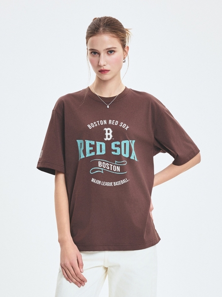 Áo Thun MLB Varsity Vintage Color Graphic Overfit Short Sleeve T-Shirt Boston Red Sox Brown