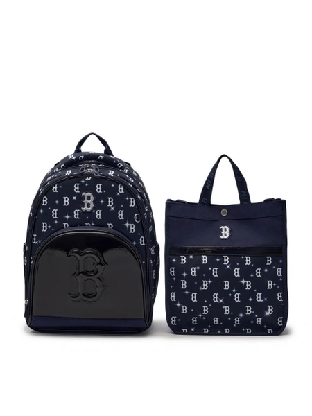 Balo MLB [KIDS] Lux Monogram School Bag Boston Red Sox Navy